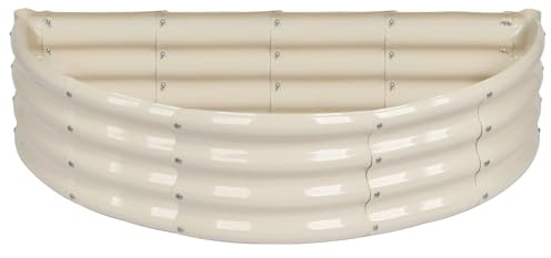 Harbour Housewares Raised Garden Bed - Ivory - 120 x 60cm - Semi-Circle - Bottomless Galvanised Steel Metal Planter Box for Growing Outdoor Plants, Vegetables, Flowers and Herbs
