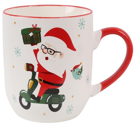 sarcia.eu Tasse en porcelaine blanche festive, Père Noël 420ml (1)