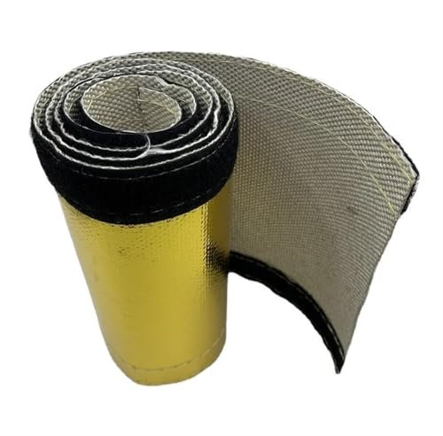 Hitzeschutzband Auspuff Gold 2M Innendurchmesser 10/20/30/40MM Metallischer Hitzeschild Thermische Feuerschutzhülle Isolierter Drahtschlauch Wickelwebstuhlrohr Schutzabdeckung Auspuff-Verpackung(2M 10