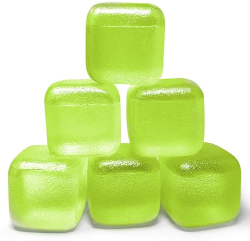 Extra Large Reusable Ice Cubes (2.2 Sq.) 6-Pack - BPA Free Plastic - Great for Cryotherapy Machines, Cold Therapy Units, (Green)