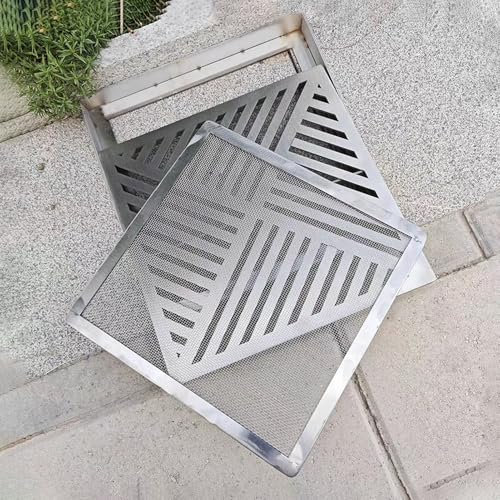 Canaleta Desague con Rejilla Tapa de Drenaje Exterior Cuadrada con Malla de Pantalla y Base, Rejilla de Drenaje Extraíble de Acero Inoxidable 304, Tapa de Alcantarilla de Drenaje de Canal para Jardín(