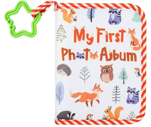 ZUYYON Baby-Fotoalbum, Baby-Erinnerungsbuch, weiches Tuch, Fotobuch, erstes Jahr, Erinnerungsalbum, Dusch-Geschenk für Neugeborene, Kleinkinder und Kinder, hält 10,2 x 15,2 cm Fotos (Fuchs)