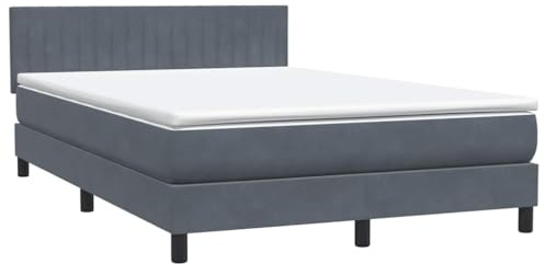 vidaXL Boxspringbett mit Matratze Dunkelgrau 140x220 cm Samt