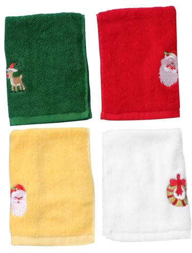 BUGUUYO 4 Stück Weihnachts Handtücher Aus Reiner Baumwolle Mit Stickerei Dekorative Festtags Handtücher Für Küche Und Bad Atmungsaktiv Und Weich