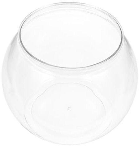 Happyyami Runde Transparente Kunststoff Fischschale Bruchsicher Kleines Aquarium Terrarium Hydroponischer Pflanztopf Goldfische Schildkröten Büro Wohnzimmer