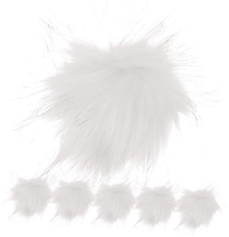 SOIMISS 6stücke Kunstfell Bommel Weiß Mit Schwarzer Spitze Flauschige DIY Pompoms Für Hüte Schuhe Schals Taschen Basteln Pelzimitat Dekorationsbälle