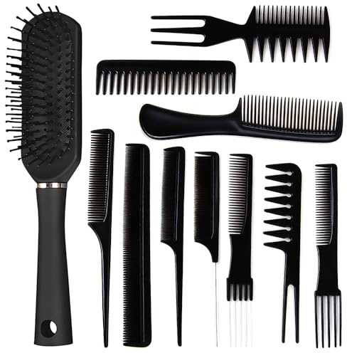 ZBKJYILF Kamm Männer,Haarbürste Herren Styling Set,11 Stück Haarbürste Männer,Lockenkamm,Belüftete Haarbürsten,Kamm Grob,Friseur,Texturkamm Zum Föhnen,Schneiden,Glattstreichen,Entwirren,Frisiere
