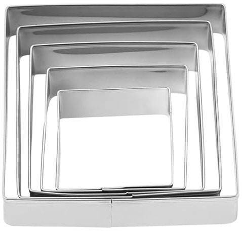 VERDANVERSE Emporte-pièce en Métal Inoxydable Forme Carrée 5 Pièces pour Biscuits et Pâtisserie, Design Simple, Sûr pour Garçon et Filles, pour Anniversaires et Noël
