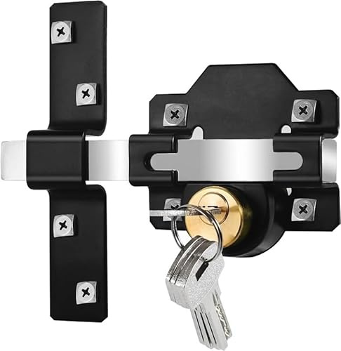 Long Throw Gate Mortise Lock for Wooden Door, Double Locking, Suitable Sheds & Garden Doors, 5 Keys(50mm)