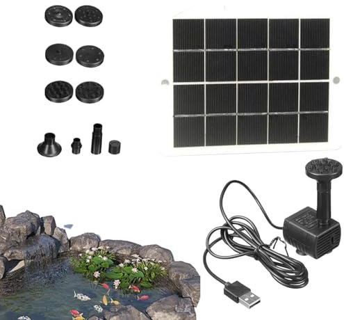 Sghtil Solarbrunnen Wasserbrunnen – Gartenpumpe 15 W Solarenergie für den Außenbereich – Einstellbare Bewässerung Garten Dekoration für Rasen Balkon Pool Pfad