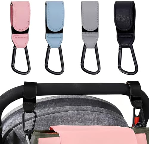 YUPZAR 4 Pièces Crochets Poussettes, Cuir Attache Poussette Pour Sac a Langer, Universel Accessoires, pour les Sacs à provisions, les Sacs à dos et les Sacs à main