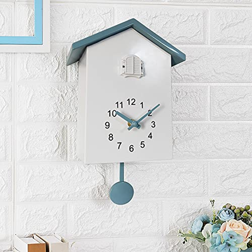 BAKENLON Reloj de cuco moderno, reloj de cuco de la Selva Negra con péndulo, reloj de cuco con voz de pájaro y función de silencio nocturno. Reloj de péndulo moderno para pared para el hogar, sala de