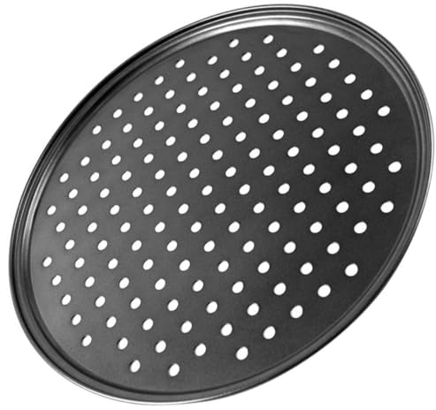 VALICLUD Teglia per Pizza Forata in Acciaio al Carbonio 28 CM, Teglia Rotonda Antiaderente per Forno Domestico e Professionale, Strumento di Cottura per Pizza, Torte e Dolci Salati, Adatta