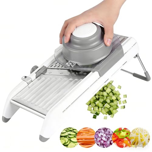 Cortador ajustable multifuncional, picador de verduras de cocina, trituradora de acero inoxidable, rallador de queso doméstico, se puede utilizar para rebanar, picar y triturar.