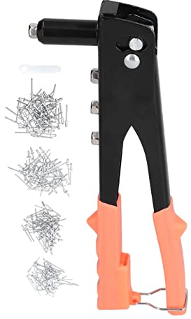 Handnietwerkzeug-Set mit 200-teiligen Hohlnieten – Handnietwerkzeug-Set für die Automobil- und Rohrleitungsmontage – kompatibel mit Nietgrößen 2,4 mm, 3,2 mm, 4 mm und 4,8 mm