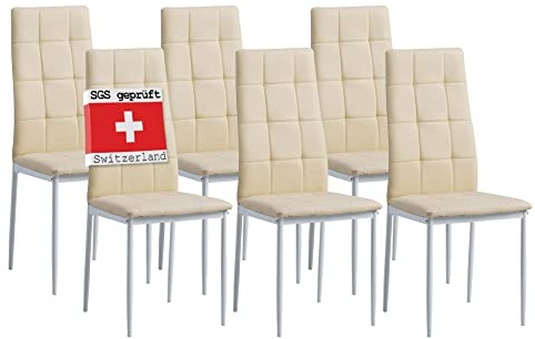 Albatros sedia per sala da pranzo RIMINI, Set di 6 sedie, beige, SGS testato