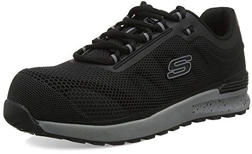 Skechers Men's Bulklin Comp Toe Trainers, Black Textile Synthetic, 8 UK