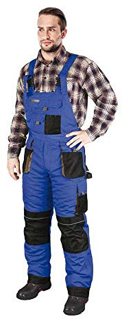 LEBER & HOLLMAN LH-FMNW-B_NBSL Formen Gefütterte Schutzlatzhose, Blau-Schwarz-Grau, L Größe