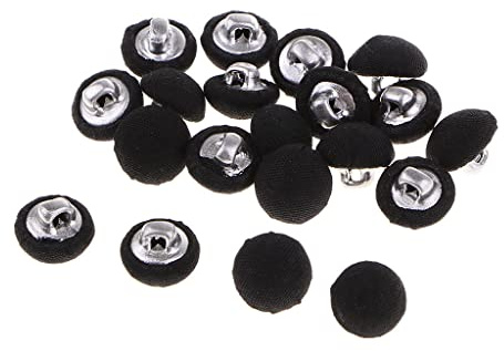 dailymall 20 Stück Ösen Knöpfe Stoff bezogen, Stoffknöpfe, Schaftknöpfe, Bastelknöpfe,Ösenknöpfe mit Stoff bezogen 10mm - Schwarz