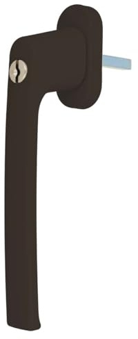 Premium Aluminium Fenstergriff für Terrassen-, Kipp- und Schiebetüren - abschließbar, Farbe:Braun RAL 8019, Stiftlänge:40mm