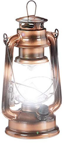 Relaxdays 10x Lampe-tempête LED, Lanterne Retro comme décoration de fenêtre ou de Jardin, à Piles, cuivre