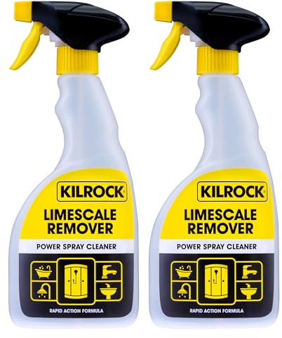 Kilrock Limescale Remover Power Spray Cleaner 2 x 500ml - Rapid Action Formula - 100% Limescale Removal, Destroys Hard Water Stains - Perfect for Bathrooms, Sinks, Shower Screens, Toilets, Baths.