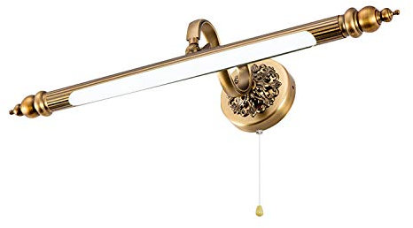ACMHNC Spiegellampe Badezimmer Vintage, LED Spiegelleuchte Bad mit Zugschalter, IP44 Badlampe Wand, 4000K, 51cm Wandleuchte Bad 240 ° Drehbar, Gold Make Up Light für Badzimmer Schminktisch, 8W