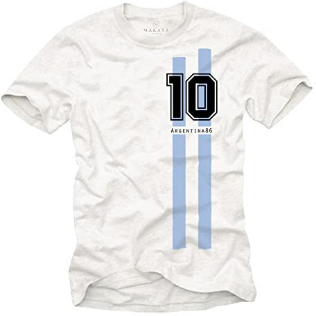 MAKAYA Maglietta Futbol Argentina - T-Shirt con Numero 10 Uomo Coppa 1986