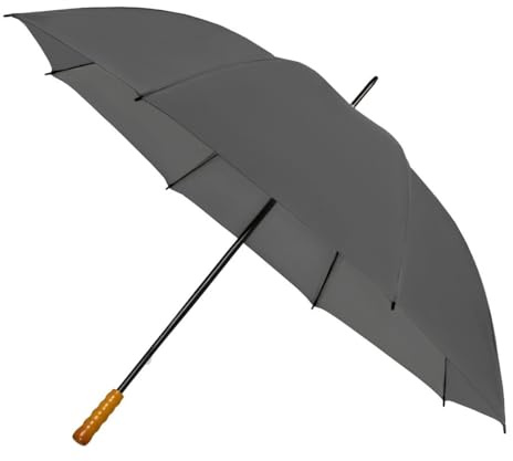 Falconetti Parapluie de golf – Résistant au vent – ​​8 baleines en fibre de verre – Poignée confortable – Unisexe – Toile en polyester résistant – 130 cm Diamètre – Gris
