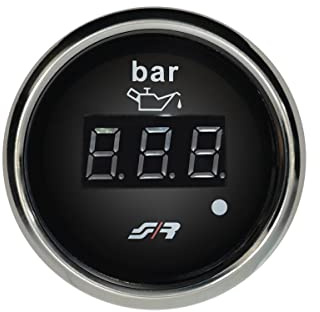 Simoni Racing OP/C Chrome Rim line Strumento Indicatore Pressione Olio, Indicatore Digitale Temperatura Olio con Display a LED per Auto o Camion, Illuminazione Rossa