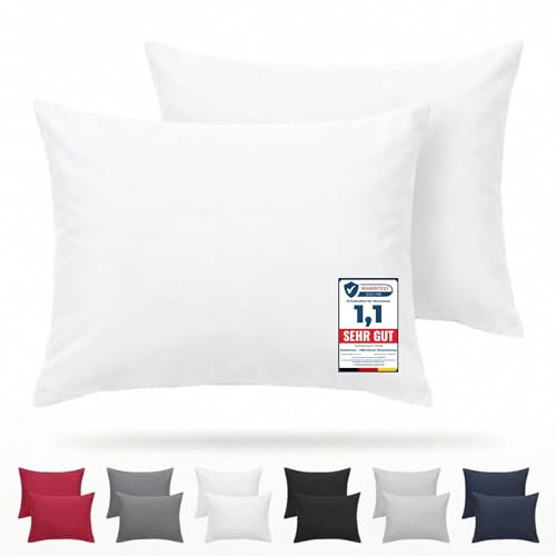 Komfortec Kissenbezug 2er Set - 100% Mikrofaser, Weich & Atmungsaktiv, mit Reißverschluss - Kopfkissenbezug - Waschbar & Pflegeleicht - Weiß - 40 x 60 cm