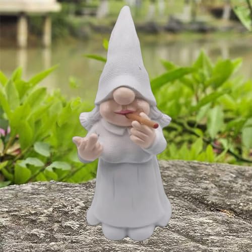 MINICAR Middle Finger Gnome Statue Lady, Funny Outdoor Garden Yard Lawn Sculpture Decoration Home Decor Naughty Gifts, 6.3 Inch Tall
