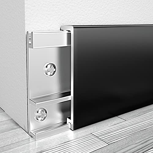 ZAQYCM Plinthe Protecteur De Plinthe Murale De 1m, Noir Couverture De Plinthe pour Murs/Couloir/Bar, Moulure De Chaussure pour Garage, Aluminium, Imperméable(W 15mm(3/5 in))