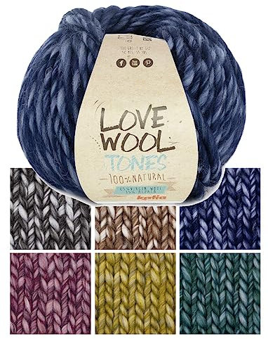 Katia Love Wool Tones | dicke Wolle blau, Dochtgarn Schurwolle und Alpaka zum Stricken und Häkeln | 100g 50m (204)