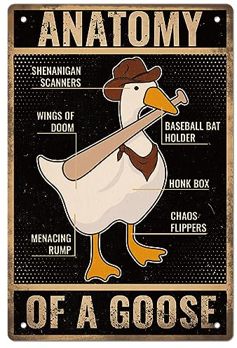 GLOBLELAND Duck Knowledge Metal Sign Funny Vintage Tin Sign Duck Tin Sign For Indoor & Outdoor Home Bar Coffee Kitchen Wall Decor, Iron 8x12 In