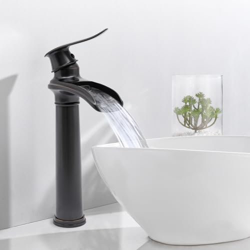 Robinet de salle de bain cascade noir,Mitigeur monocommande pour salle de bain, Robinet de baignoire monotrou