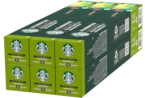 STARBUCKS Single-Origin Guatemala by Nespresso, Torréfaction Blonde, Capsules de Café 6 x 10 (60 Capsules)