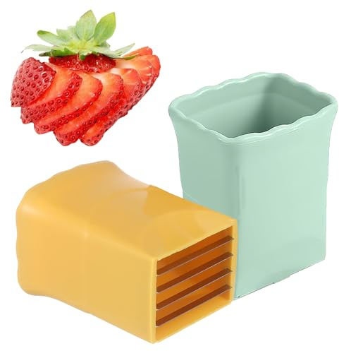 2PCS Fruit Slicer Cup Strawberry Slicer, Cup Slicer Strawberries Cutter Cup, Speed Cutter for Banana Grape Egg Kitchen Portable Slicing Tool