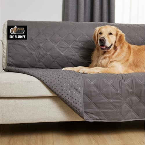 GORILLA GRIP Waterproof Dog Blanket, 82x52, Leakproof Couch Cover for Dogs, Silicone Grip Backing, Protects Sofa, Sectional, Bed, Crate, Car & RV, Tear-Resistant Washable Senior Pet Blanket, Charcoal