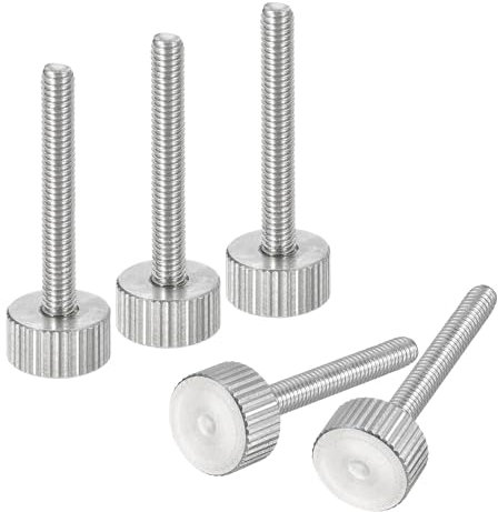 sourcing map Tornillos moleteados M4 x 30 mm, 5 piezas de cabeza moleteada plana de acero inoxidable 304, tornillos de pulgar totalmente roscados, pernos de agarre