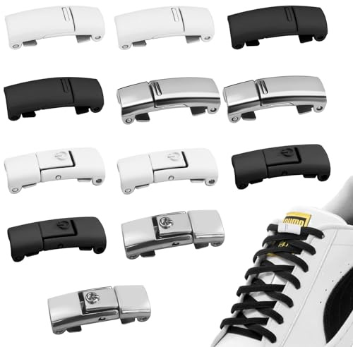 HavaCue 12 Pezzi Fibbia Magnetica per Scarpe - 3 Colori Clip per Lacci Elastici - Adulti e Bambini - Magneti per Lacci Scarpe