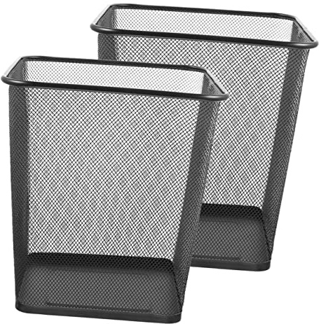 LABRIMP 2pcs Metal Wastebasket Office Trash Can Mesh Wire Garbage Bin for Bedroom Kitchen Bathroom