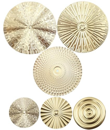 Ieron Set di 7 Decorazioni da Parete Moderne in Metallo, Decorazioni da Parete in Oro per Soggiorno, Decorazioni da Parete in Metallo Rotonde Sunburst per Decorazioni per la casa Chic e alla Moda