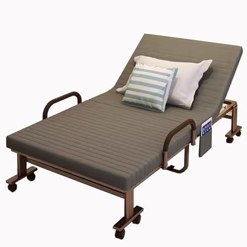Reisebett Erwachsene Klappbar 192 * 90 * 33cm Klappbett Mit Stahlrahmen Mit 5 cm Dicker Auflage Und Seitentasche Leicht Relax Liege für Balkon, Garten(Gray)