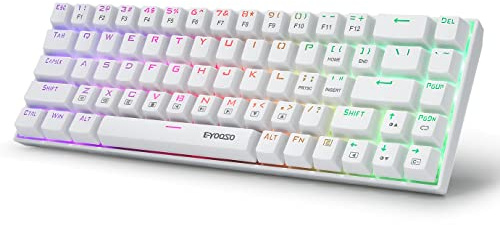 E-Yooso Z-686 65% Mechanische Gaming-Tastatur US-Layout（QWERTY） RGB Beleuchtung Kompakte 68 Anti-Ghosting-Tasten Mini verdrahtete Tastatur mit Rot Schalter für Windows Laptop PC Mac mit,Weiß