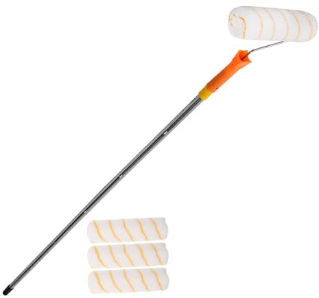 FOYTOKI Farbrolle Mit Teleskopstange Zum Streichen Von Wänden Farbrollerpinsel Edelstahl Wiederverwendbar Für Latex Und Ölfarben Komfortabler Griff Für Einfache Handhabung