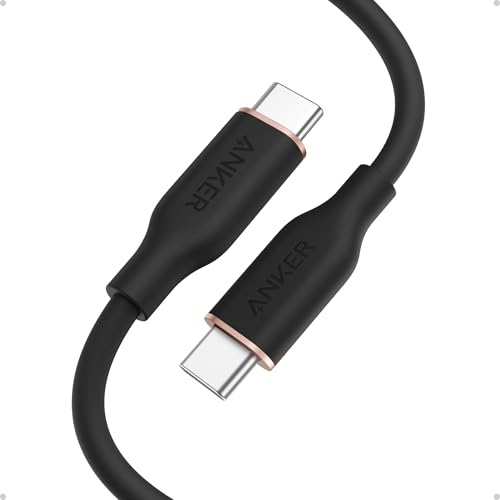 Anker Powerline III Flow, USB-C till USB-C-kabel 240W, Typ-C-kabel 90 cm, kompatibel med iPhone 16/15-serien, MacBook Pro/Air, iPad Pro/Air, Galaxy S24, Pixel, Switch, LG (USB 2.0, midnattssvart)