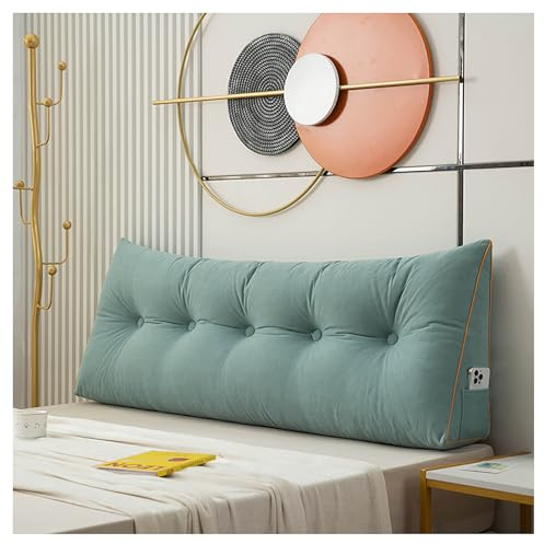 LIXQQS Rückenkissen Keilkissen Lesekissen für Bett Sofa: Ergonomisches Kopfteil Kissen Bequeme Dreieckskissen für Schlafen Lesen Gaming Freizeit (grün, 100 * 50 * 20cm)
