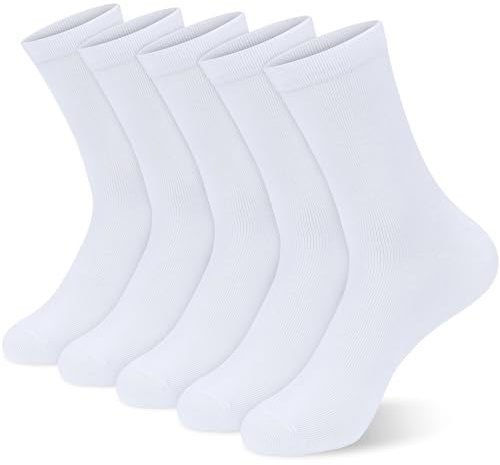 KOOOGEAR Kids Bamboo Socks,Boys Girls Socks 5 Pairs Back to School Sports Mid-calf Socks for Age 5-12 Years