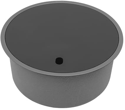 BRRIDE Runde Küchenspüle 304 Edelstahl Spülbecken, Einzelbecken mit Siphon, Versteckte Spüle mit Deckel, Durchmesser 36cm/40cm für Bars, Küchen, Wohnmobilen, Hotels (40cm)